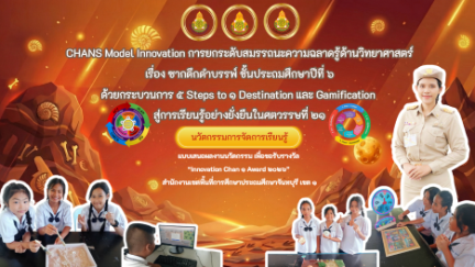 CHANS Model Innovation การยกระดับสมรรถนะความฉลาดรู้ด้านวิทยาศาสตร์ เรื่องซากดึกดำบรรพ์ ชั้นประถมศึกษาปีที่ 6  ด้วยกระบวนการ 5 Steps to 1 Destination และ Gamification สู่การเรียนรู้อย่างยั่งยืนในศตวรรษที่ 21