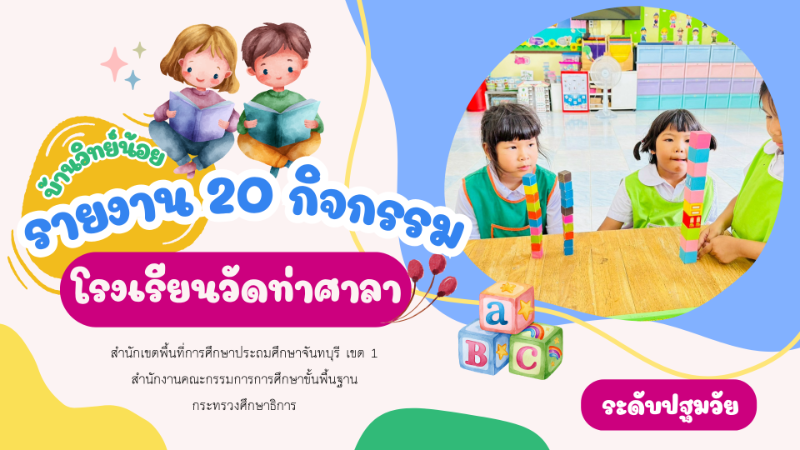  โรงเรียนวัดท่าศาลา รายงาน คลิปวีดีโอการดำเนินการจัด 20 กิจกรรม โครงการบ้านนักวิทยาศาสตร์น้อยประเทศไทย ระดับปฐมวัย ปีการศึกษา 2568