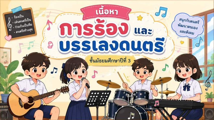 การร้องและการบรรเลงดนตรี มัธยมศึกษาปีที่ 3