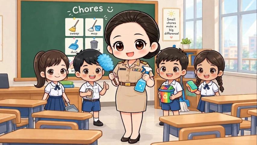 แผนการสอนภาษาอังกฤษ ระดับชั้น ม.2 หน่วย Sports &amp; Chores เรื่อง Chores (งานบ้าน)