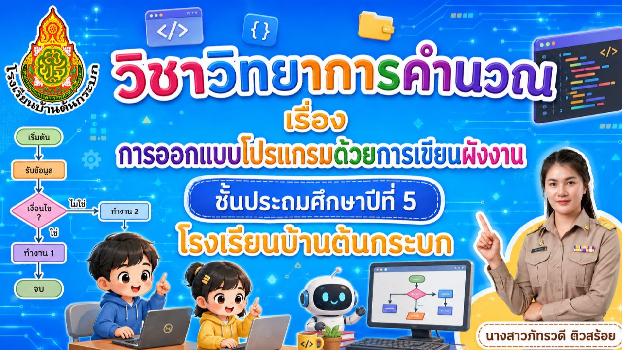 เรื่อง การออกแบบโปรแกรมด้วยการเขียนผังงาน