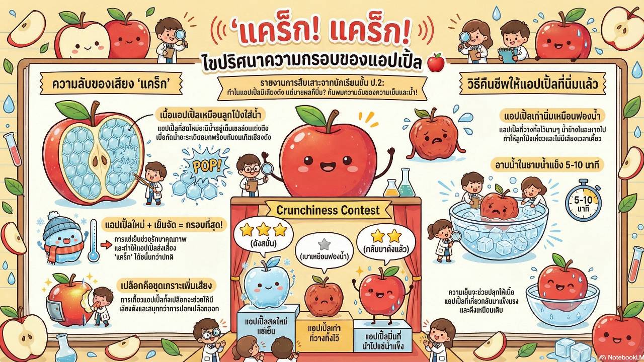 รายงานผลการจัดกิจกรรมสืบเสาะอิสระ เรื่อง แคร็ก แคร็ก ปริศนาความกรอบของแอปเปิ้ล ชั้นป.2 รร.วัดรำพันฯ