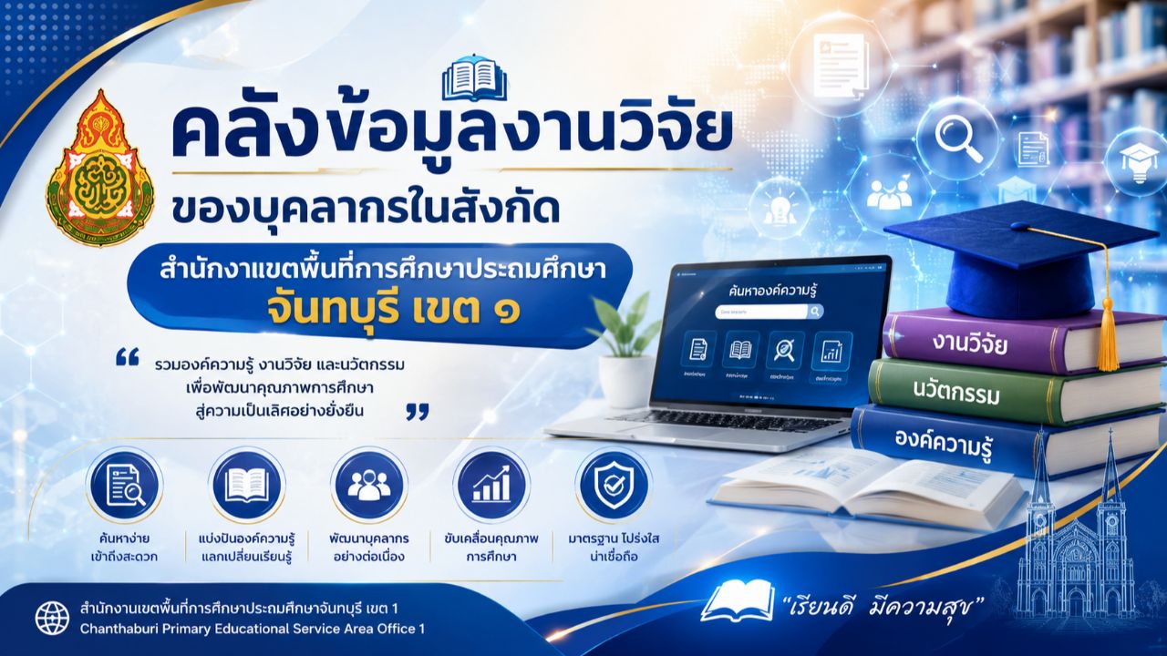ข้อมูลงานวิจัยของบุคลากรในสังกัดสำนักงานเขตพื้นที่การศึกษาประถมศึกษา จันทบุรี เขต ๑